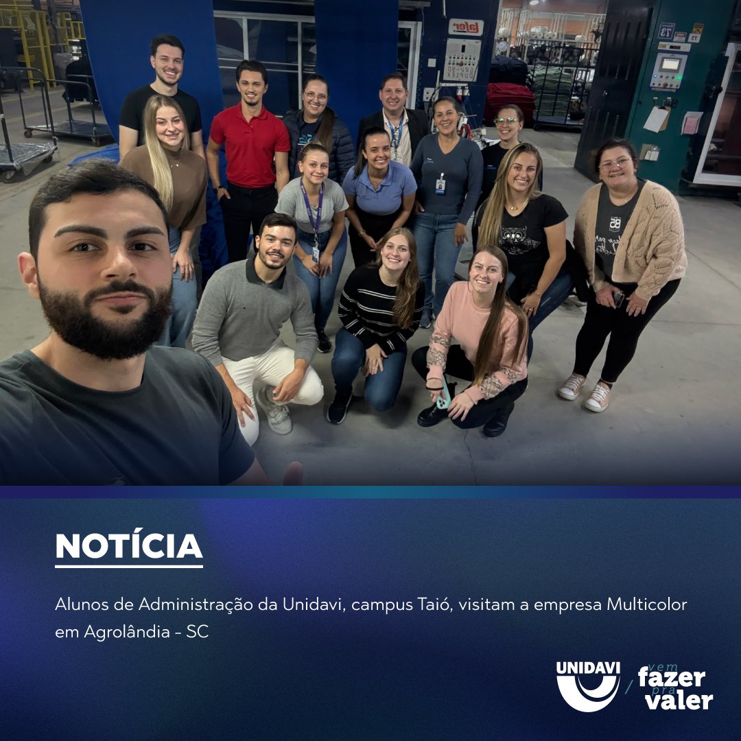 Alunos de Administração da Unidavi, campus Taió, visitam a empresa Multicolor em Agrolândia - SC