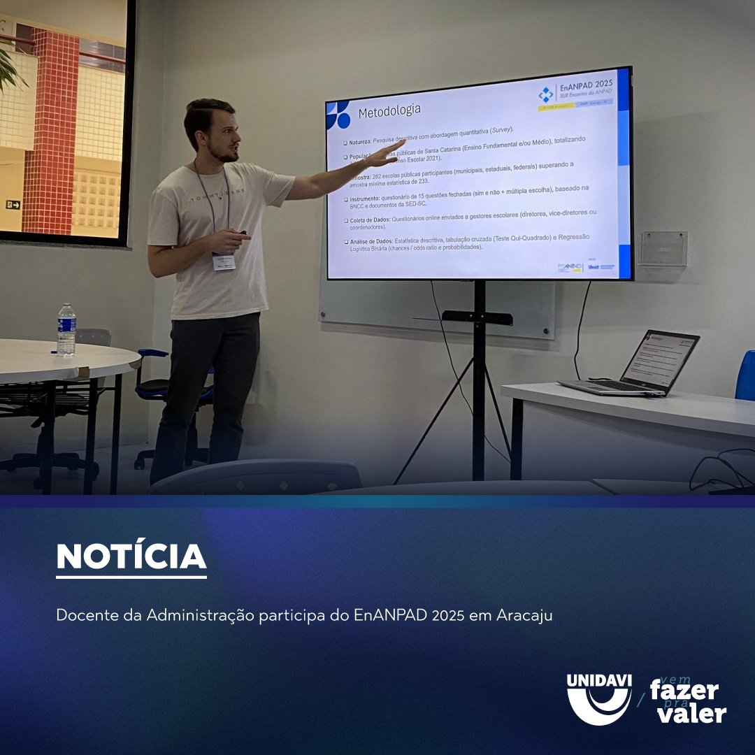 Docente da Administração participa do EnANPAD 2025 em Aracaju